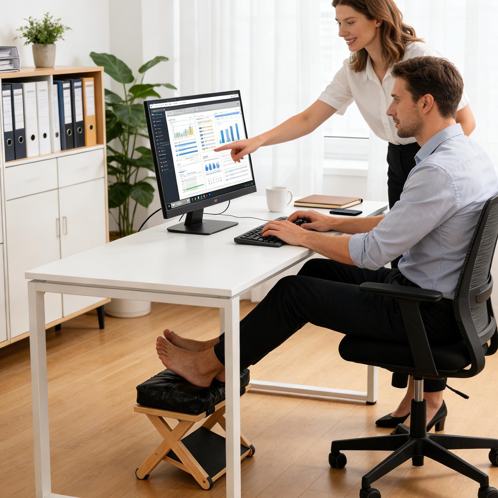 Footrest Under Desk - Repose-pieds en bois à double couche